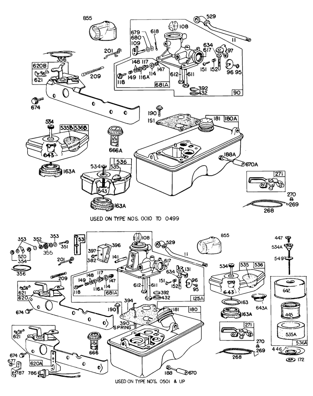 Carburetor And Fuel Tank Assembly 2 Diagram and Parts List for 92902-1590-XX  Briggs and Stratton Engine